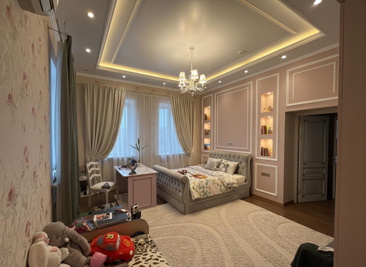 Дизайн детской в стиле Классика — фото интерьера от нейросети RoomGPT