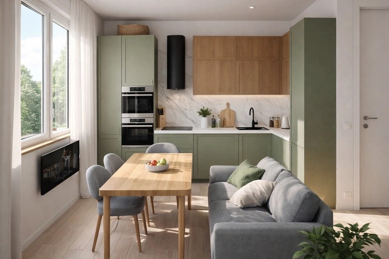 Дизайн интерьера в стиле Минимализм — Кухня от нейросети RoomGPT