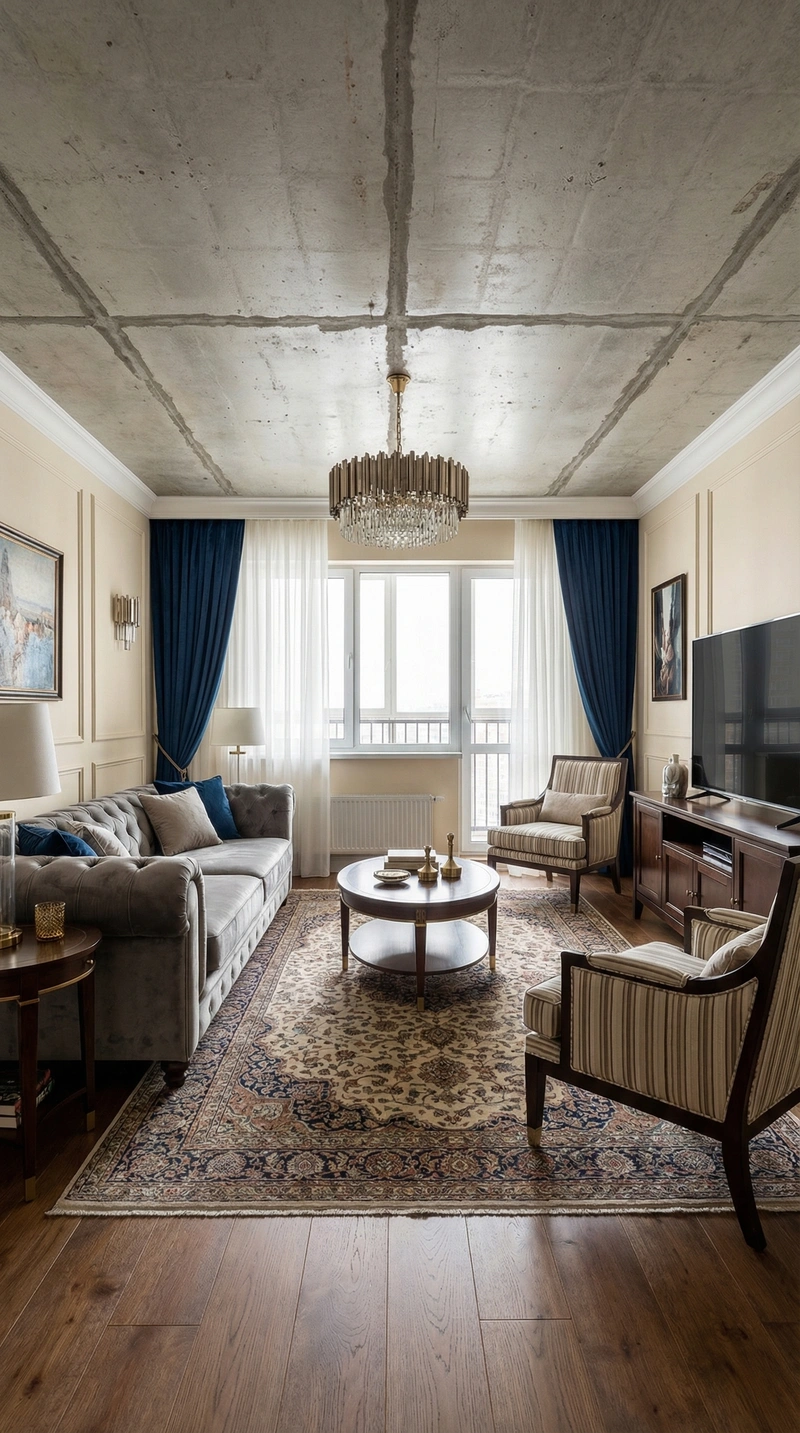 Дизайн интерьера в стиле Классика — Гостиная от нейросети RoomGPT