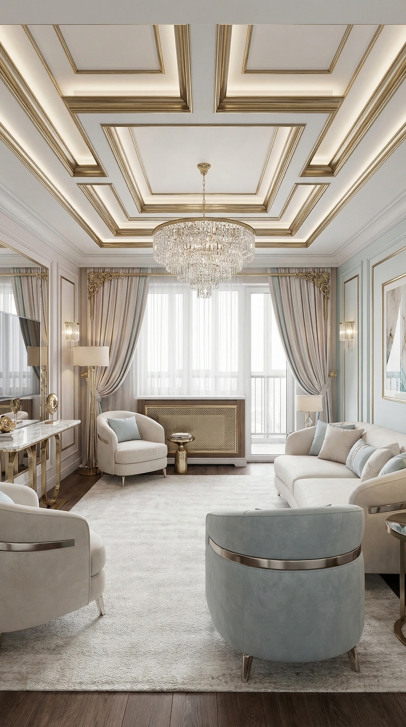 Дизайн интерьера в стиле Неоклассика — Гостиная от нейросети RoomGPT