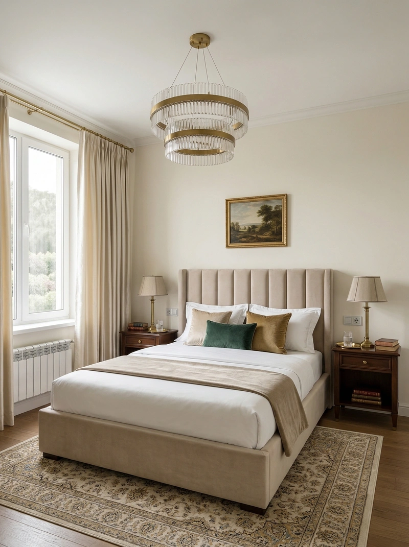 Дизайн спальни в стиле Классика — фото интерьера от нейросети RoomGPT