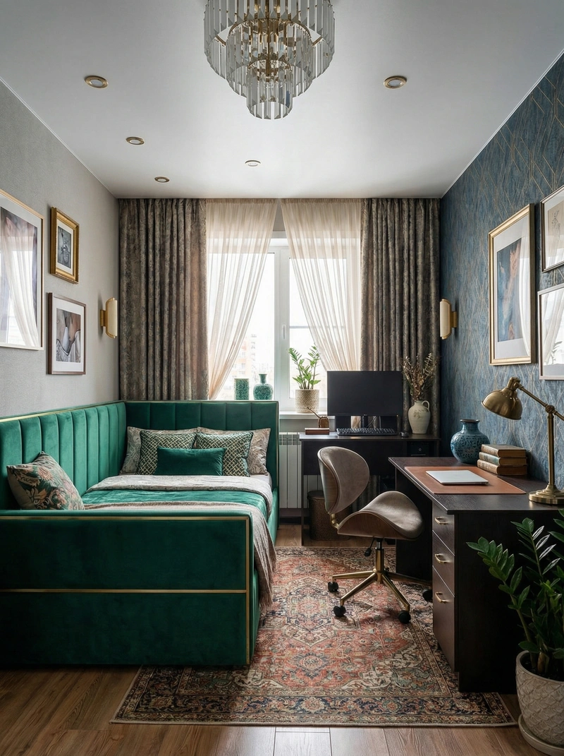 Дизайн интерьера в стиле Эклектика — Спальня от нейросети RoomGPT