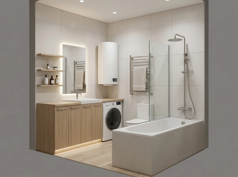 Дизайн ванной в стиле Минимализм — фото интерьера от нейросети RoomGPT