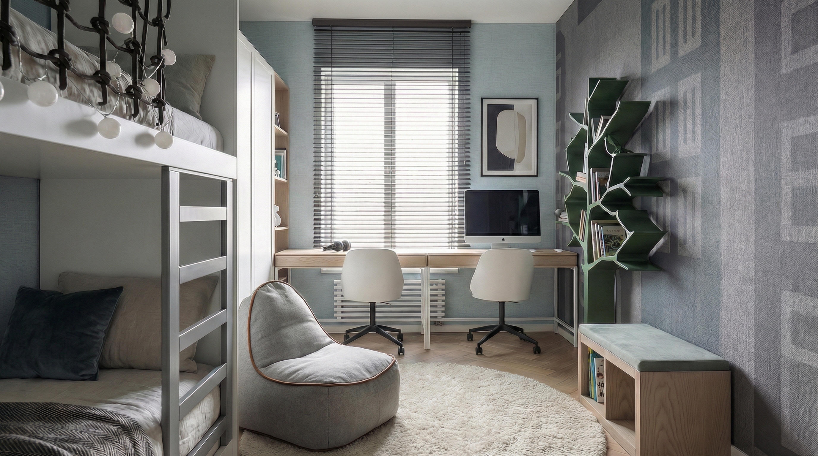 Дизайн детской в стиле Контемпорари — фото интерьера от нейросети RoomGPT