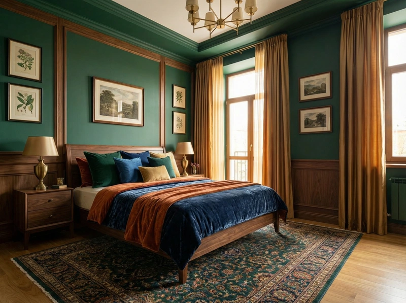 Дизайн спальни в стиле Британский — фото интерьера от нейросети RoomGPT