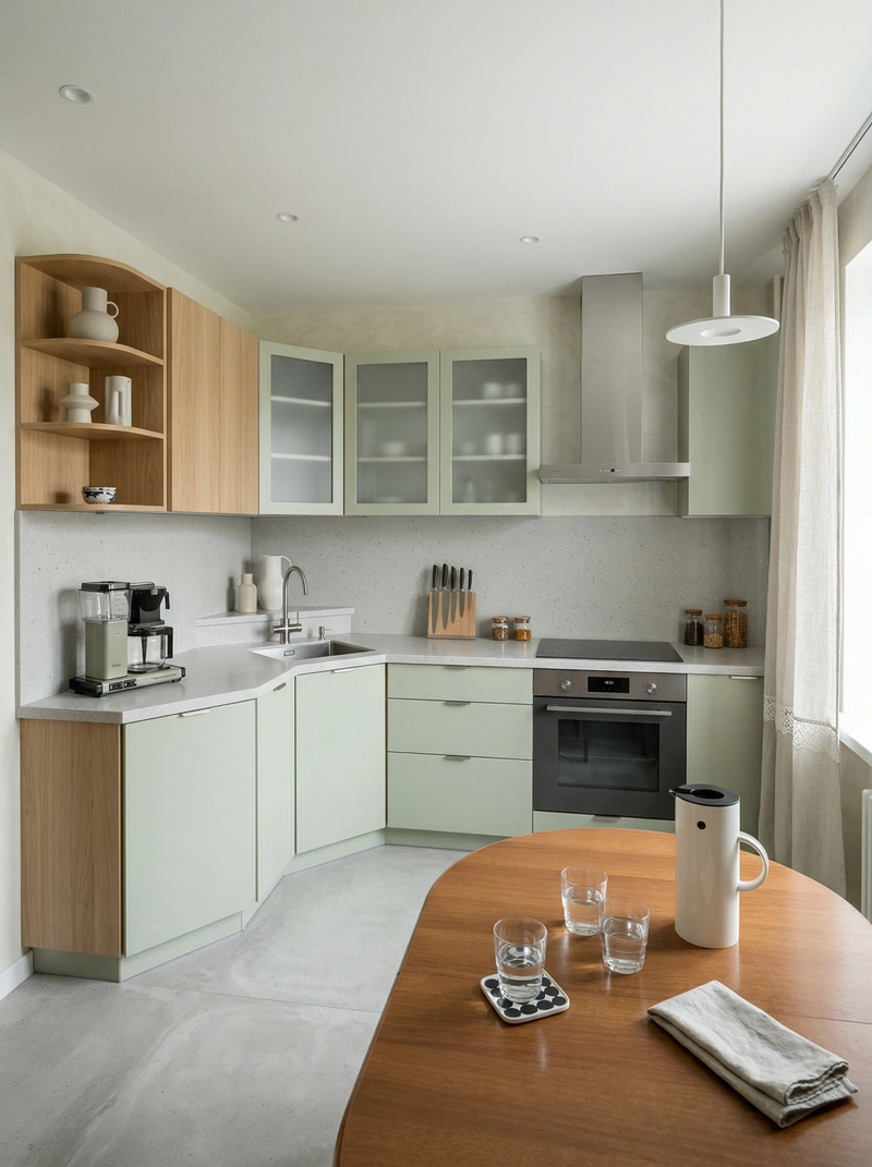 Дизайн кухни в стиле Сканди — фото интерьера от нейросети RoomGPT