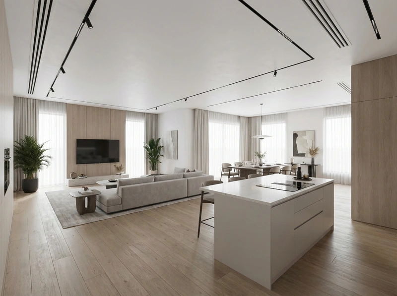 Дизайн интерьера в стиле Минимализм — Гостиная от нейросети RoomGPT