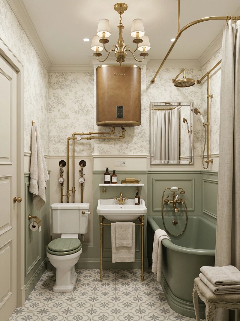 Дизайн ванной в стиле Классика — фото интерьера от нейросети RoomGPT