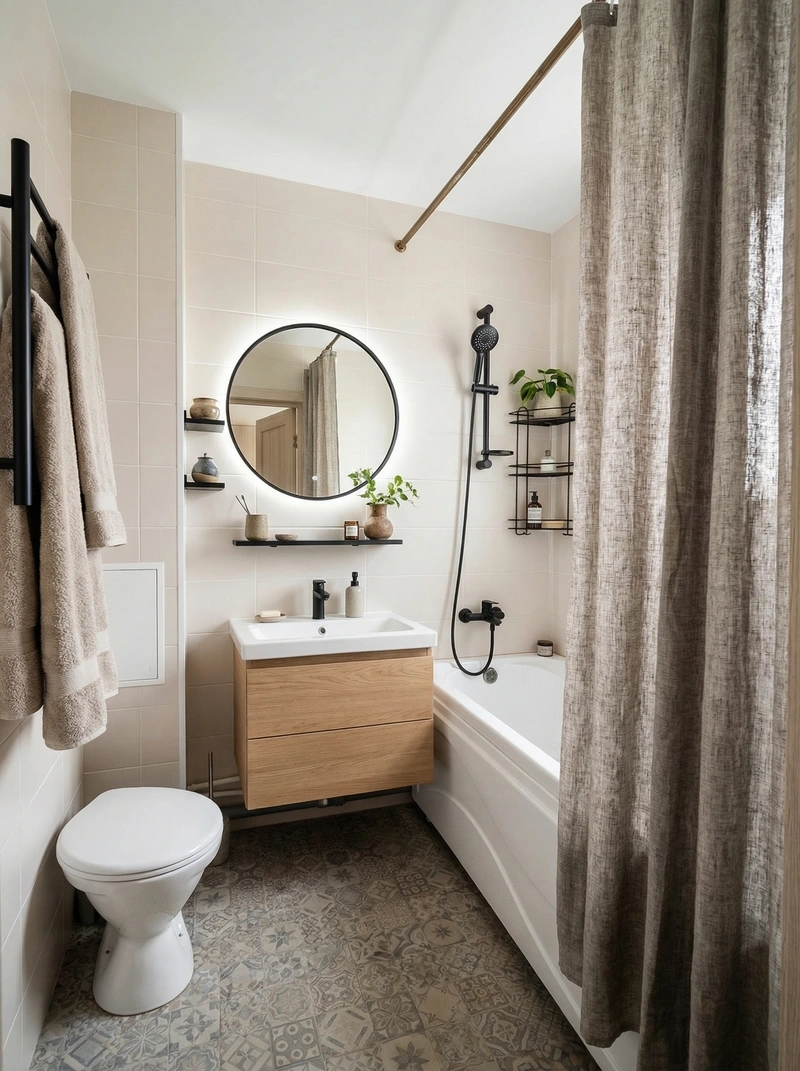 Дизайн интерьера в стиле Сканди — Ванная от нейросети RoomGPT