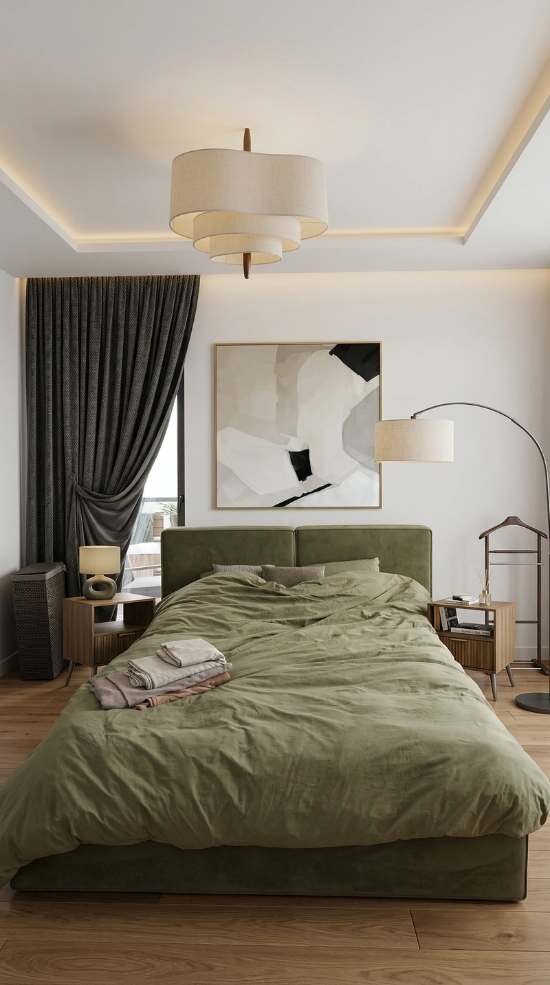 Дизайн интерьера в стиле Контемпорари — Спальня от нейросети RoomGPT