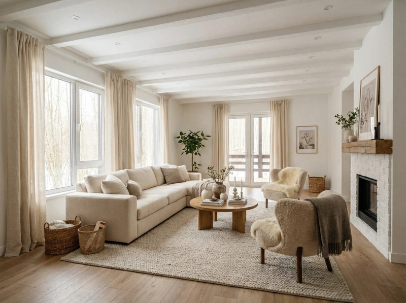 Дизайн интерьера в стиле Хюгге — Гостиная от нейросети RoomGPT