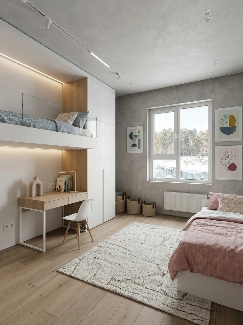 Дизайн детской в стиле Минимализм — фото интерьера от нейросети RoomGPT