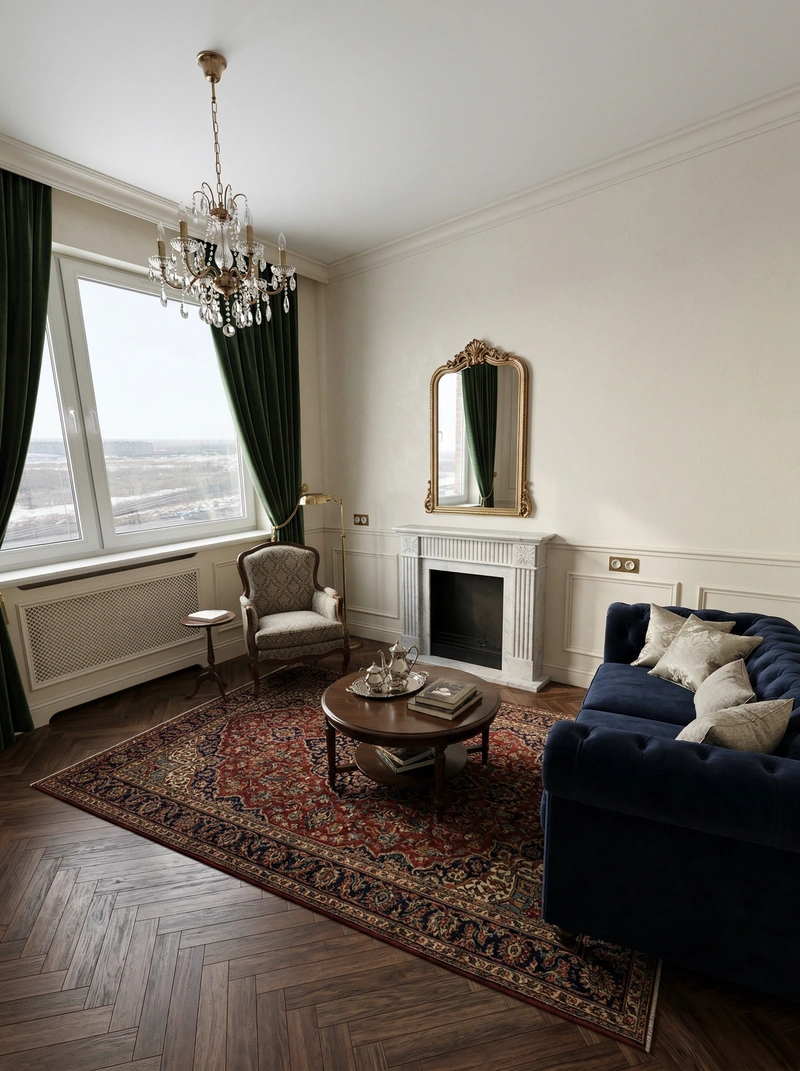 Дизайн интерьера в стиле Классика — Гостиная от нейросети RoomGPT