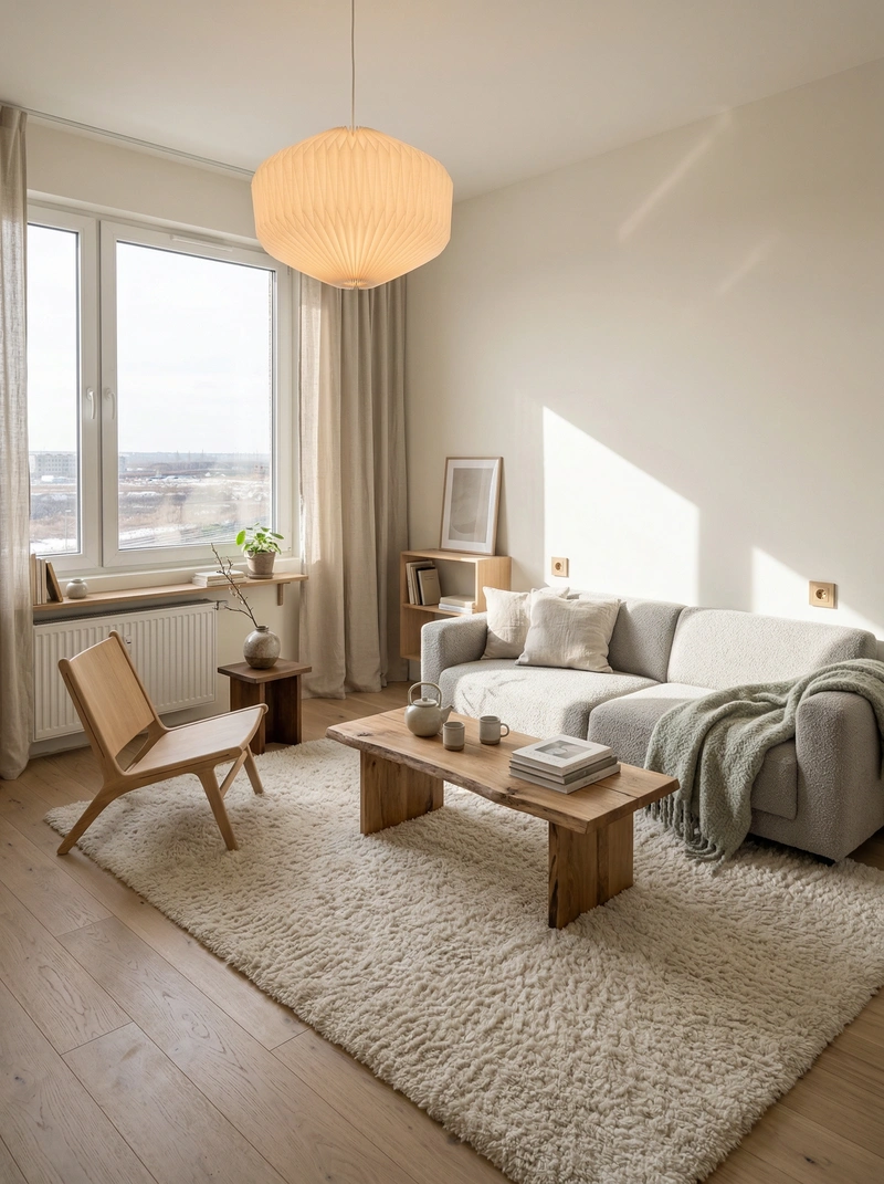 Дизайн интерьера в стиле Хюгге — Гостиная от нейросети RoomGPT