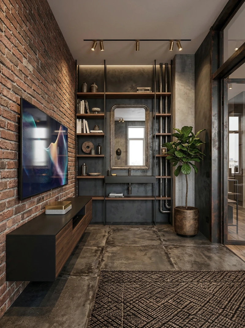 Дизайн интерьера в стиле Лофт — Гостиная от нейросети RoomGPT