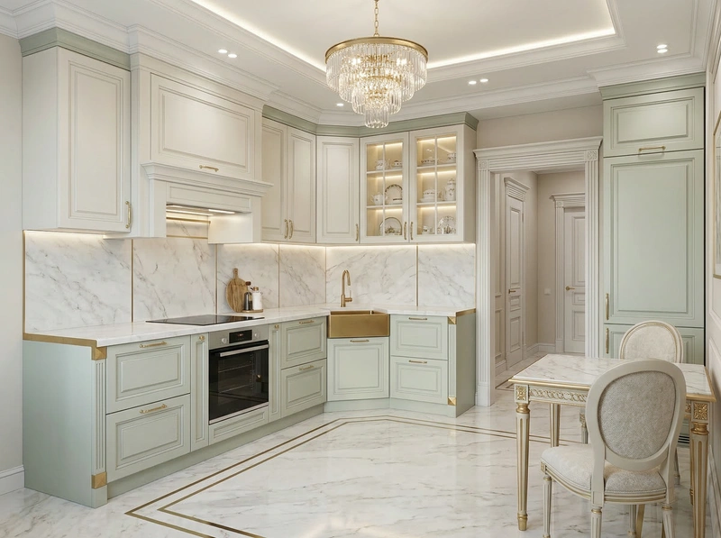 Дизайн кухни в стиле Неоклассика — фото интерьера от нейросети RoomGPT