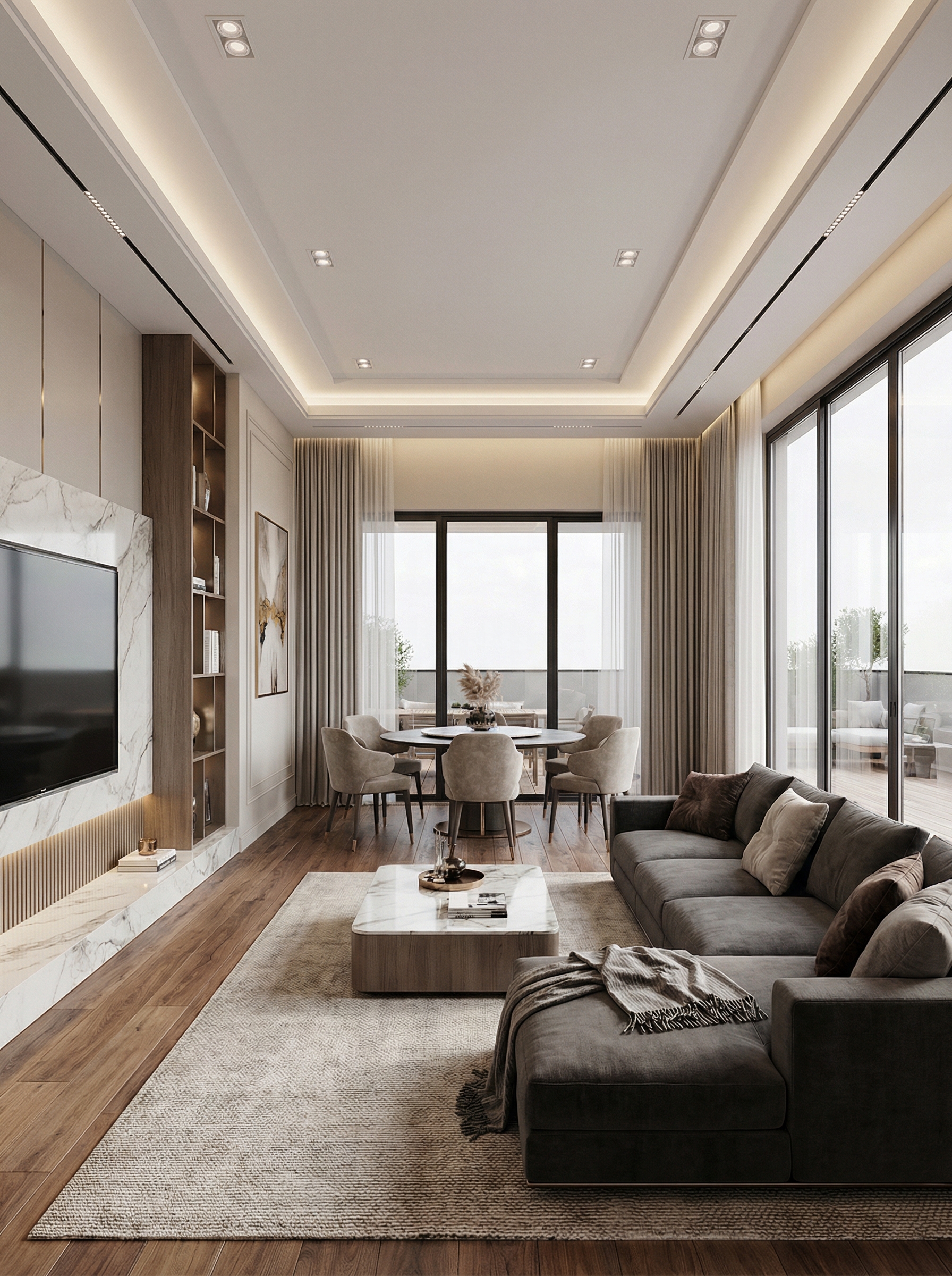 Дизайн гостиной в стиле Контемпорари — фото интерьера от нейросети RoomGPT