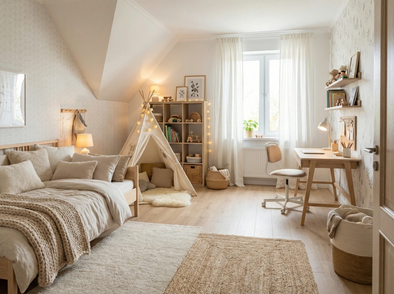 Дизайн интерьера в стиле Хюгге — Детская от нейросети RoomGPT