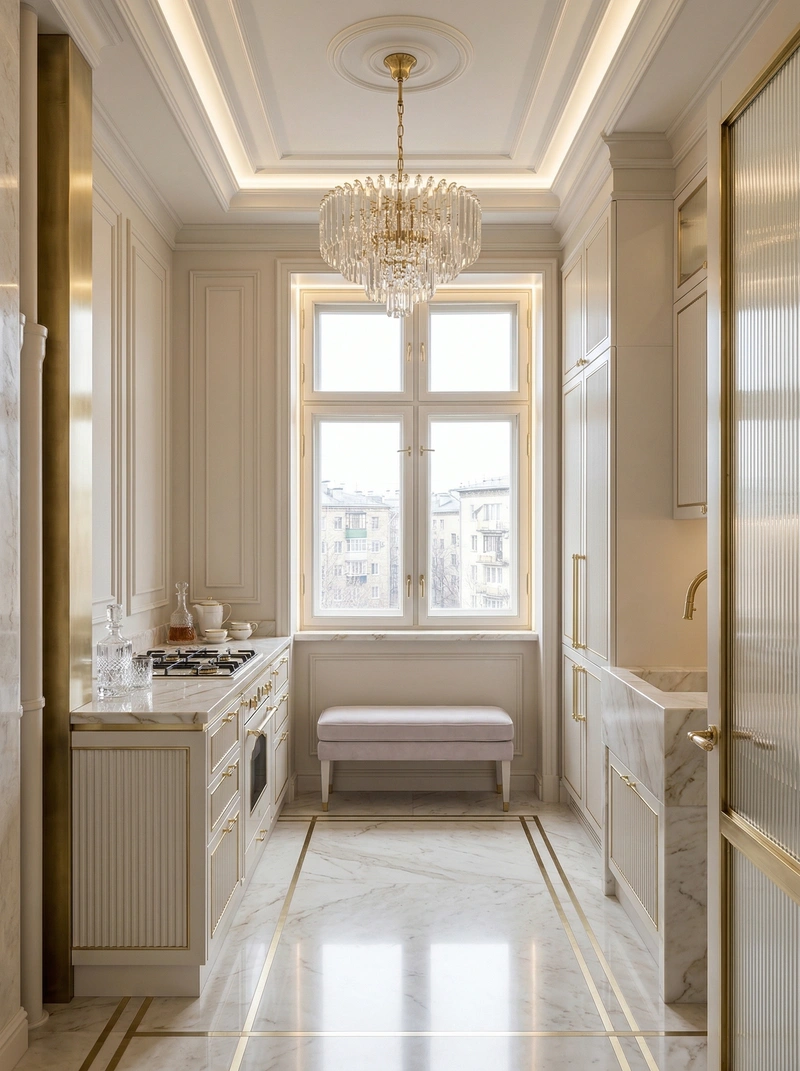 Дизайн кухни в стиле Неоклассика — фото интерьера от нейросети RoomGPT