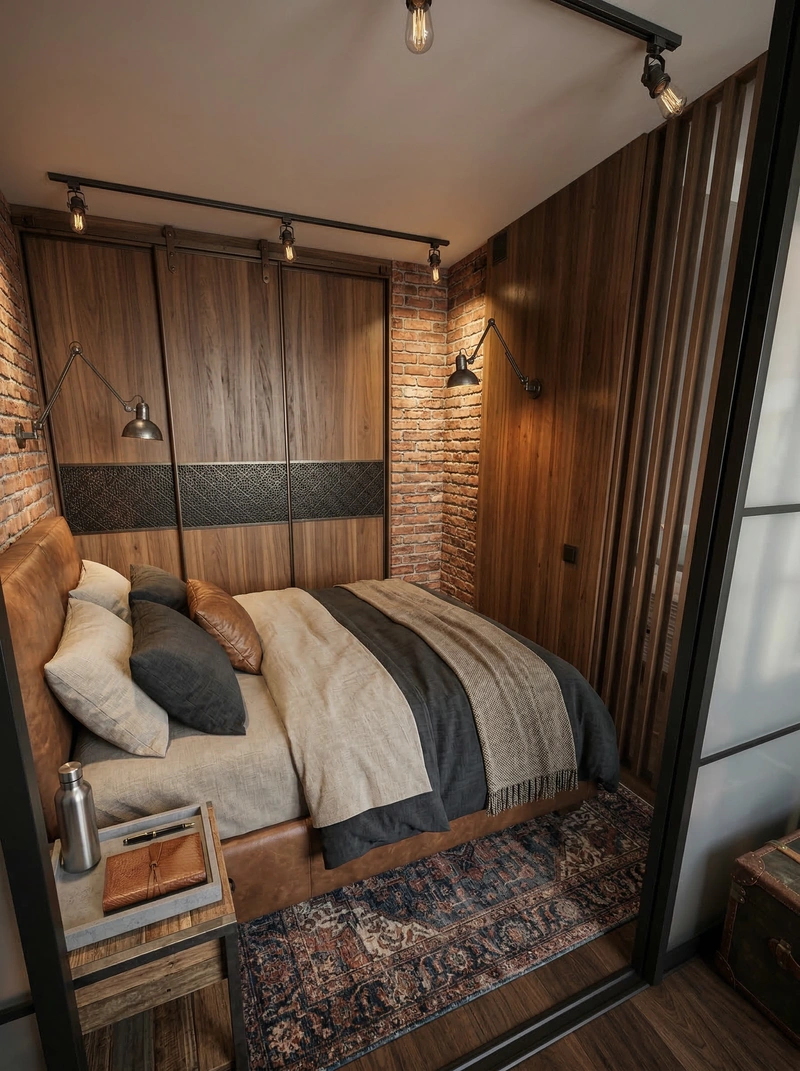 Дизайн спальни в стиле Лофт — фото интерьера от нейросети RoomGPT