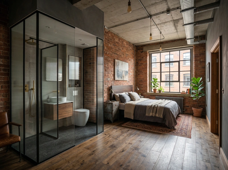 Дизайн спальни в стиле Лофт — фото интерьера от нейросети RoomGPT