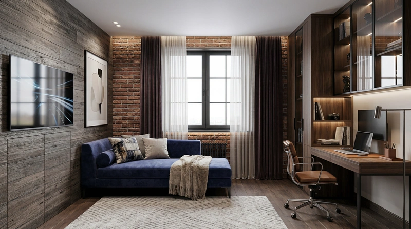 Дизайн интерьера в стиле Лофт — Спальня от нейросети RoomGPT