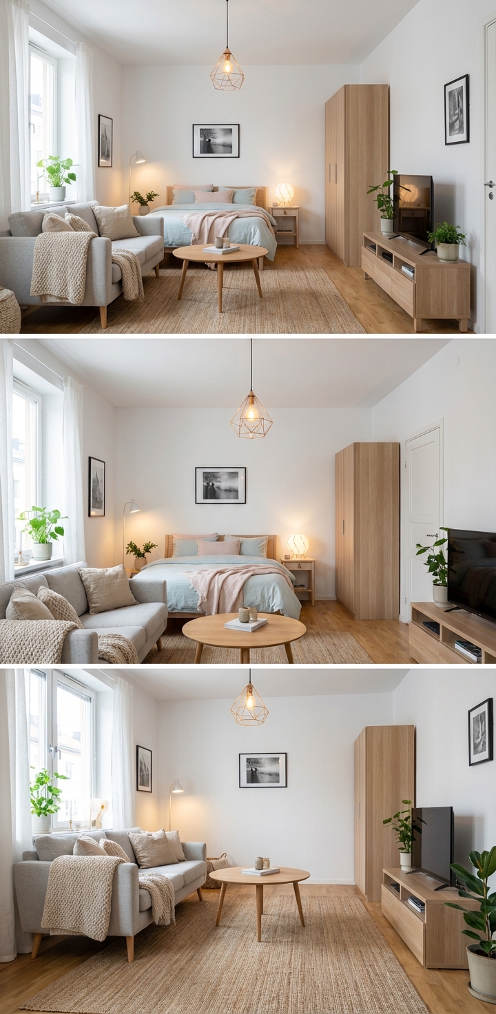 Дизайн гостиной в стиле Хюгге — фото интерьера от нейросети RoomGPT