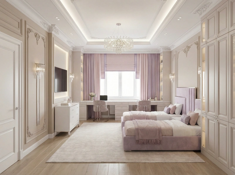 Дизайн детской в стиле Классика — фото интерьера от нейросети RoomGPT