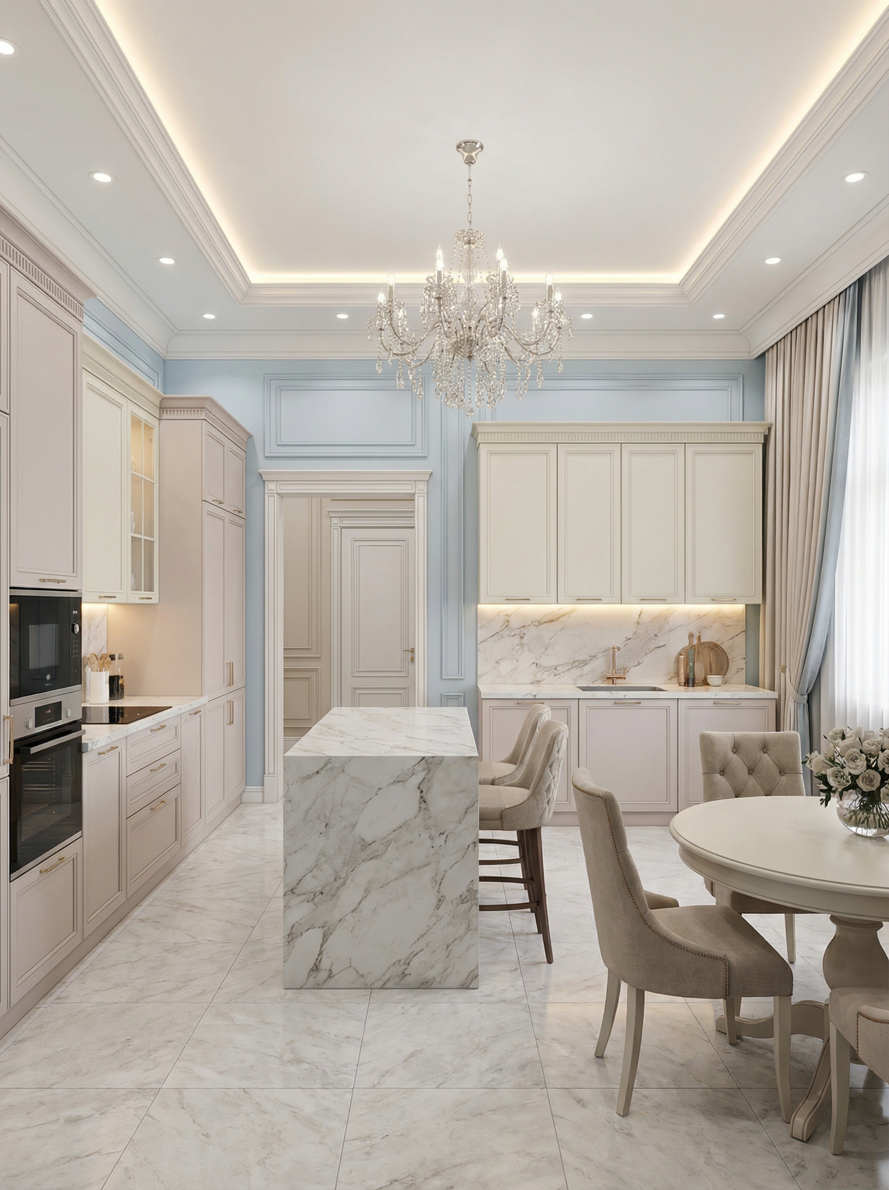 Дизайн кухни в стиле Классика — фото интерьера от нейросети RoomGPT