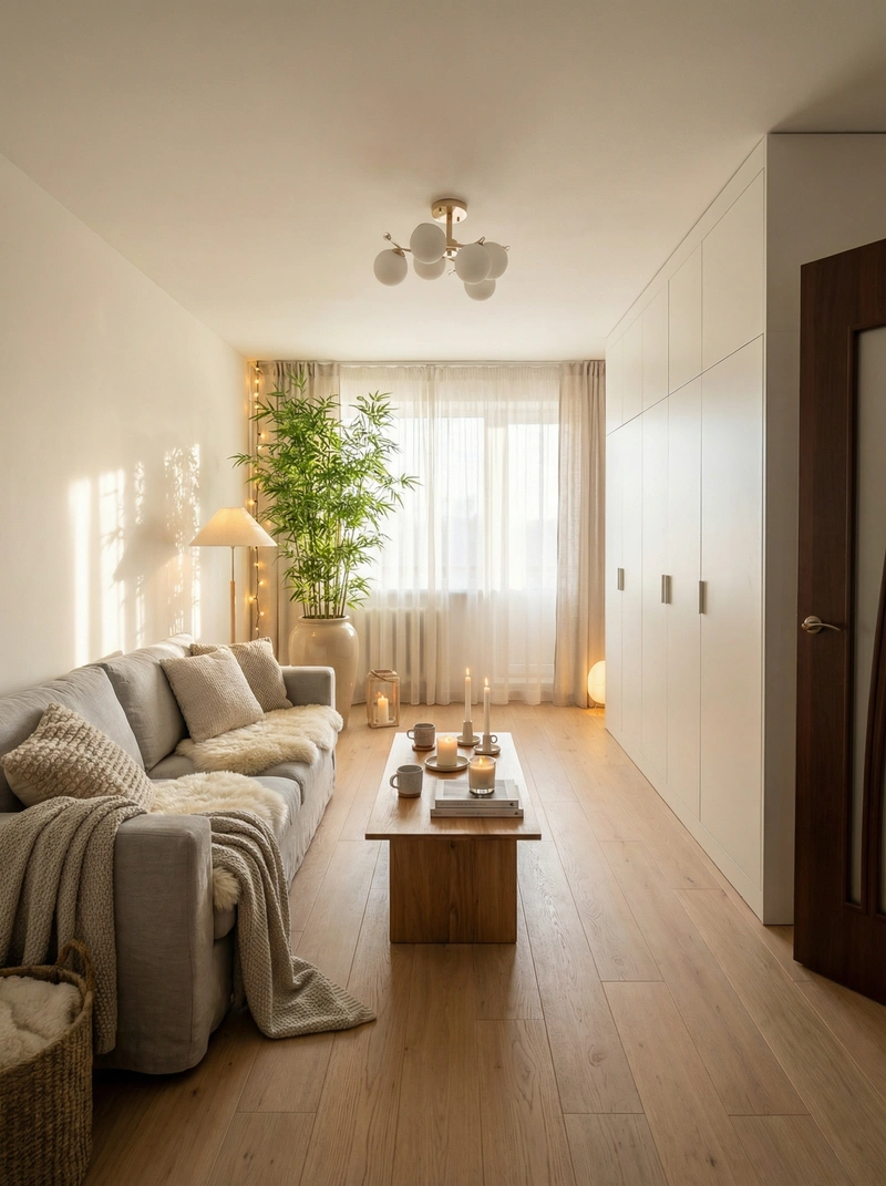 Дизайн интерьера в стиле Хюгге — Гостиная от нейросети RoomGPT