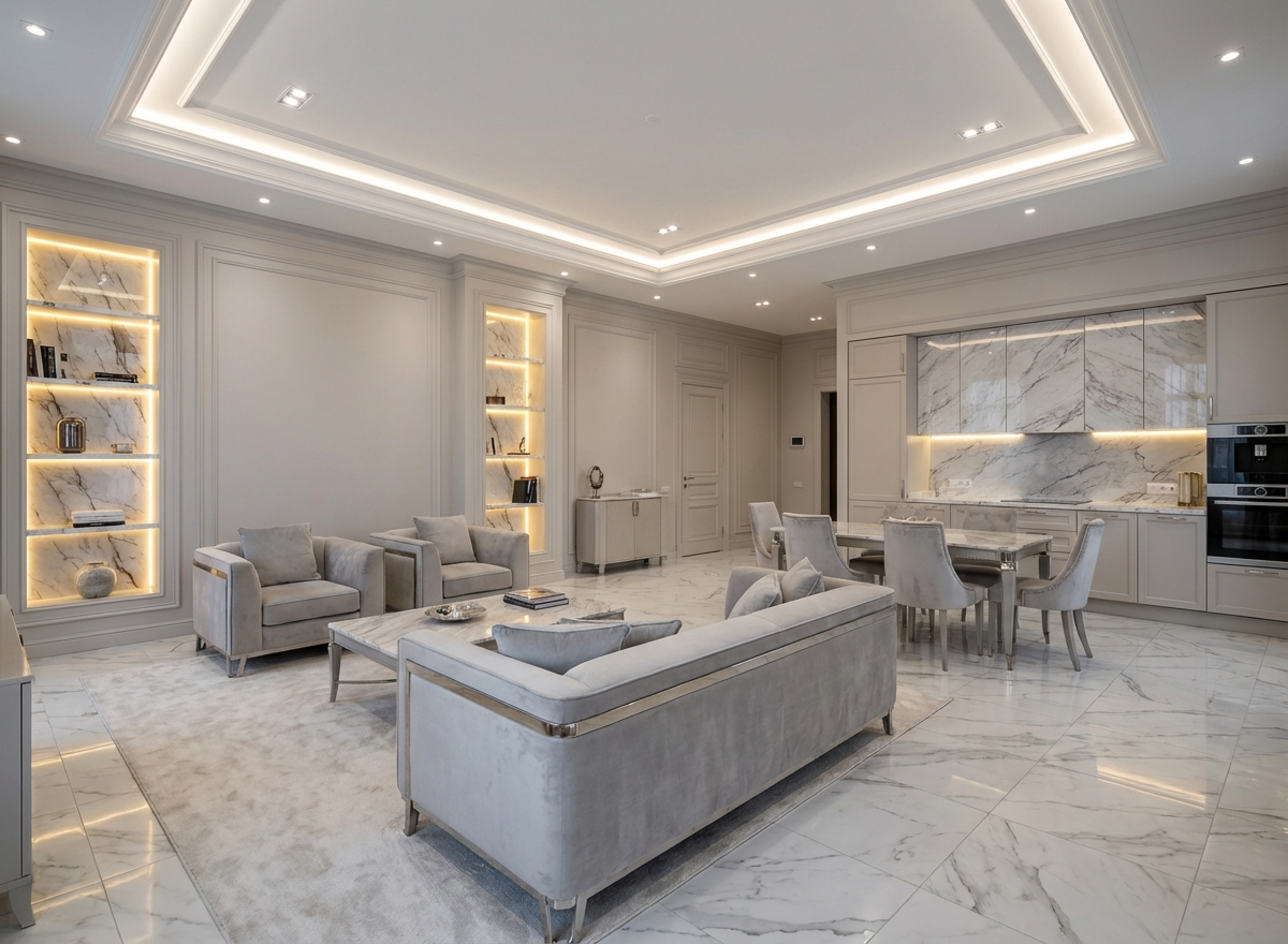 Дизайн гостиной в стиле Классика — фото интерьера от нейросети RoomGPT