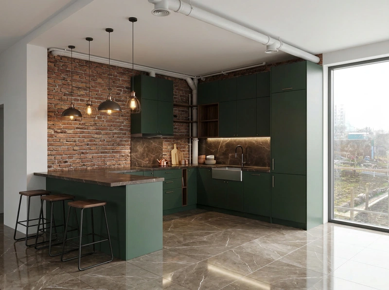 Дизайн кухни в стиле Лофт — фото интерьера от нейросети RoomGPT