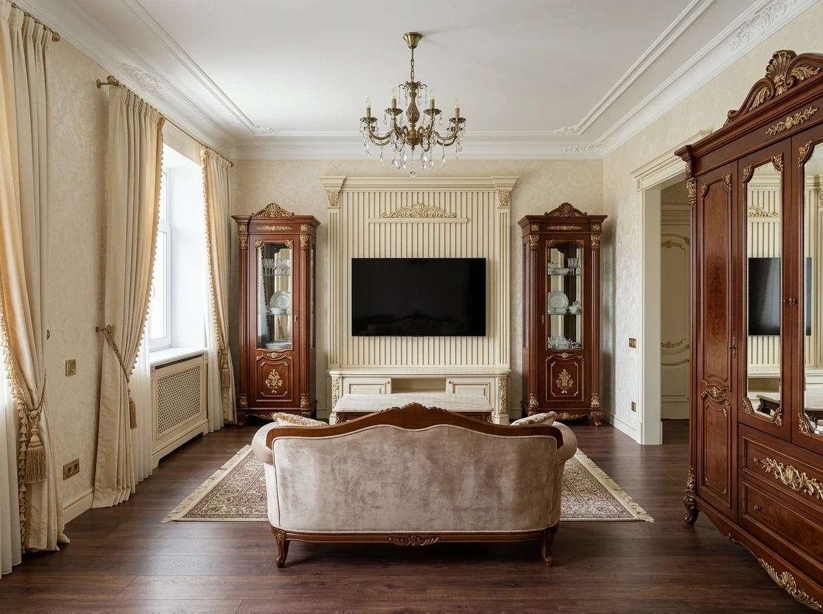 Дизайн интерьера в стиле Классика — Гостиная от нейросети RoomGPT
