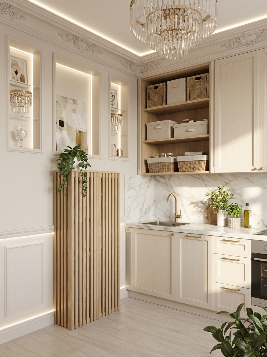 Дизайн кухни в стиле Классика — фото интерьера от нейросети RoomGPT