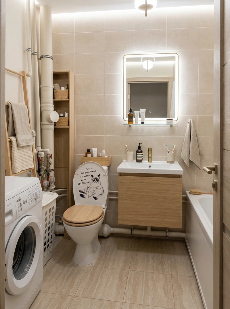 Дизайн ванной в стиле Сканди — фото интерьера от нейросети RoomGPT