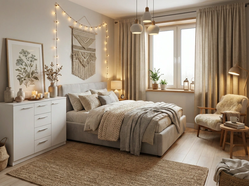 Дизайн интерьера в стиле Хюгге — Спальня от нейросети RoomGPT