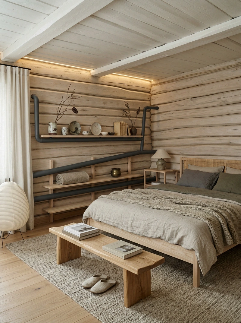 Дизайн спальни в стиле Japandi — фото интерьера от нейросети RoomGPT