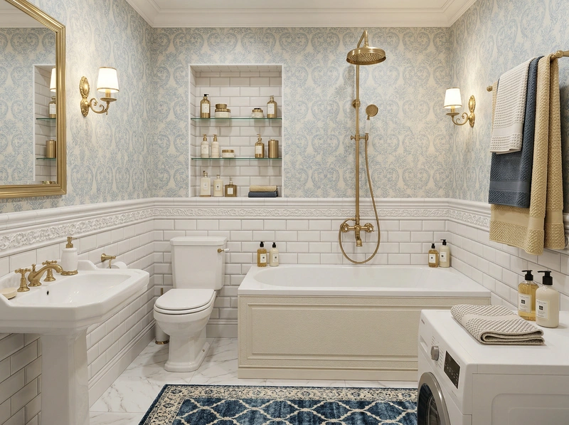 Дизайн интерьера в стиле Классика — Ванная от нейросети RoomGPT