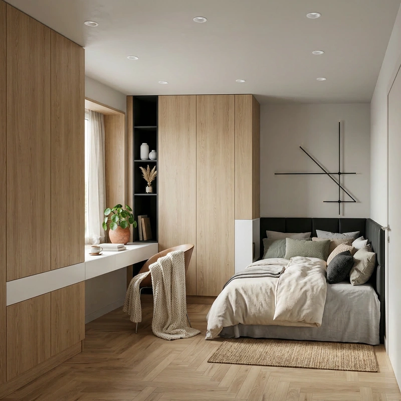 Дизайн интерьера в стиле Хюгге — Спальня от нейросети RoomGPT