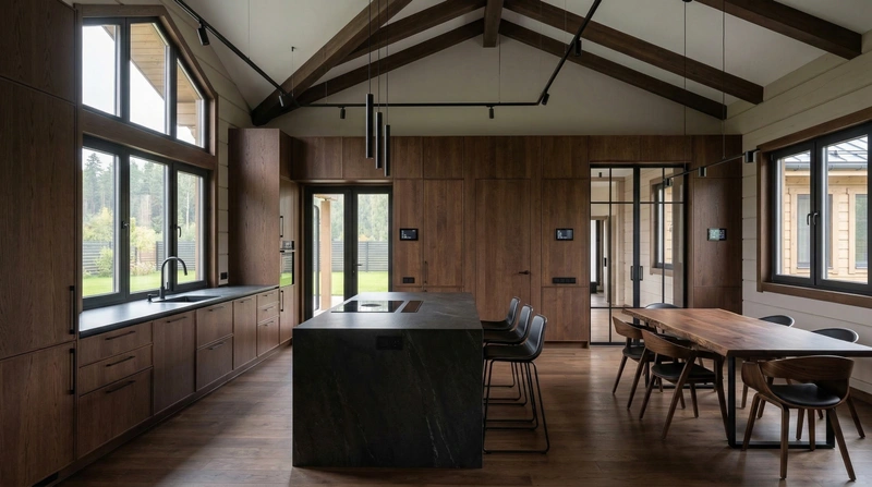 Дизайн кухни в стиле Блэктэк — фото интерьера от нейросети RoomGPT