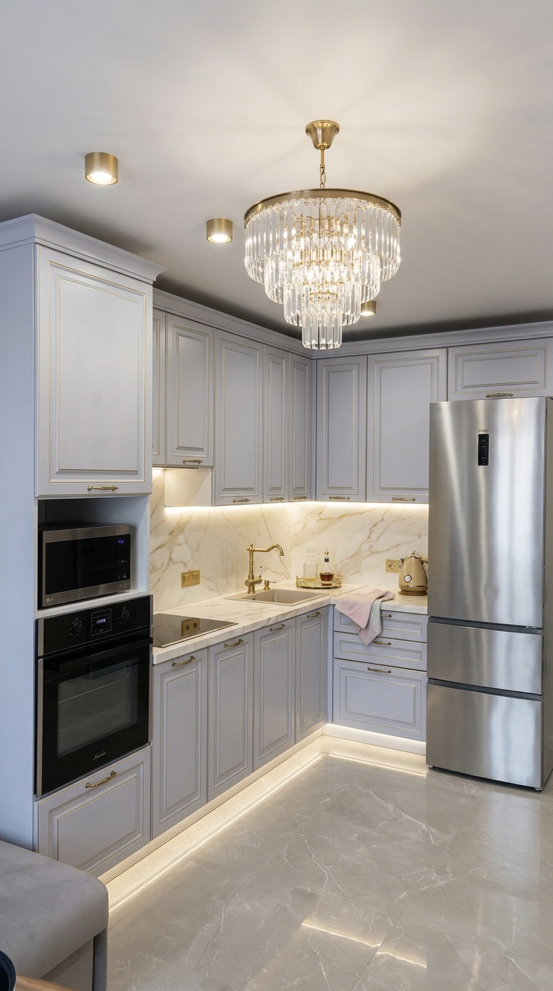 Дизайн кухни в стиле Неоклассика — фото интерьера от нейросети RoomGPT