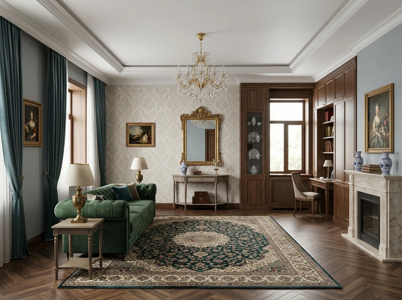 Дизайн интерьера в стиле Классика — Гостиная от нейросети RoomGPT