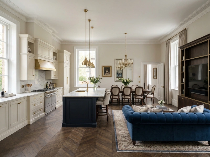 Дизайн кухни в стиле Классика — фото интерьера от нейросети RoomGPT