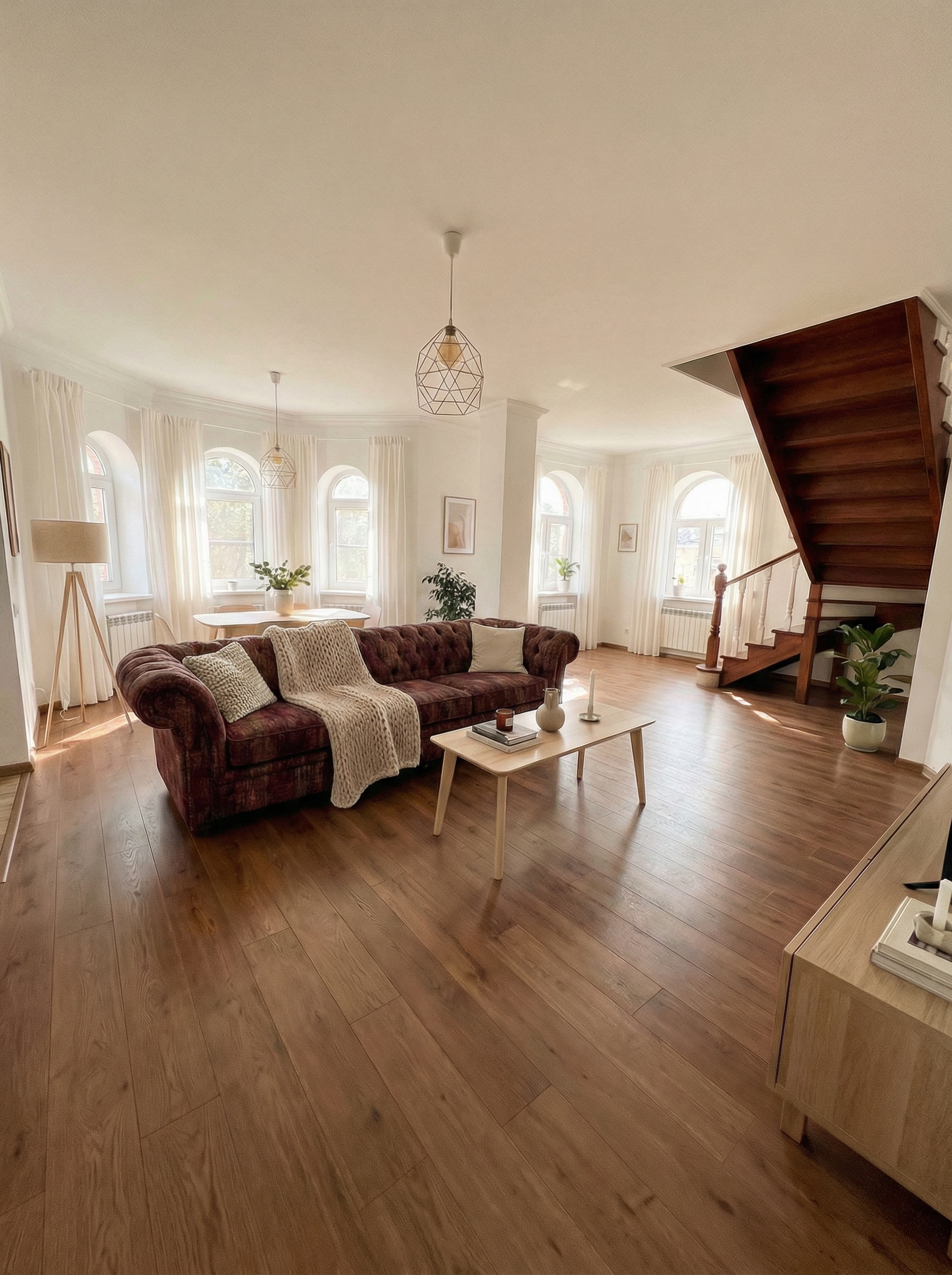 Дизайн гостиной в стиле Хюгге — фото интерьера от нейросети RoomGPT