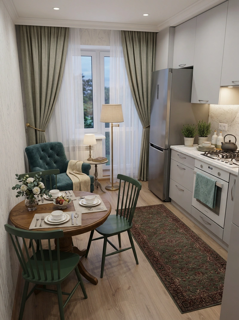 Дизайн интерьера в стиле Классика — Кухня от нейросети RoomGPT