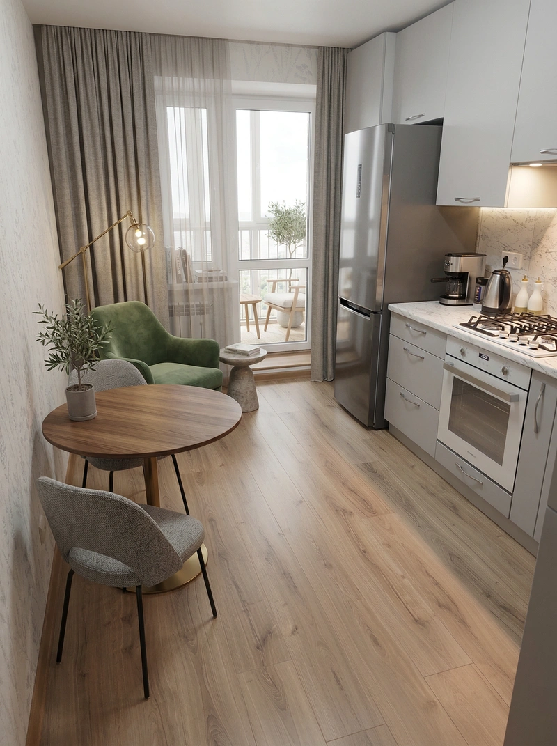 Дизайн интерьера в стиле Контемпорари — Кухня от нейросети RoomGPT