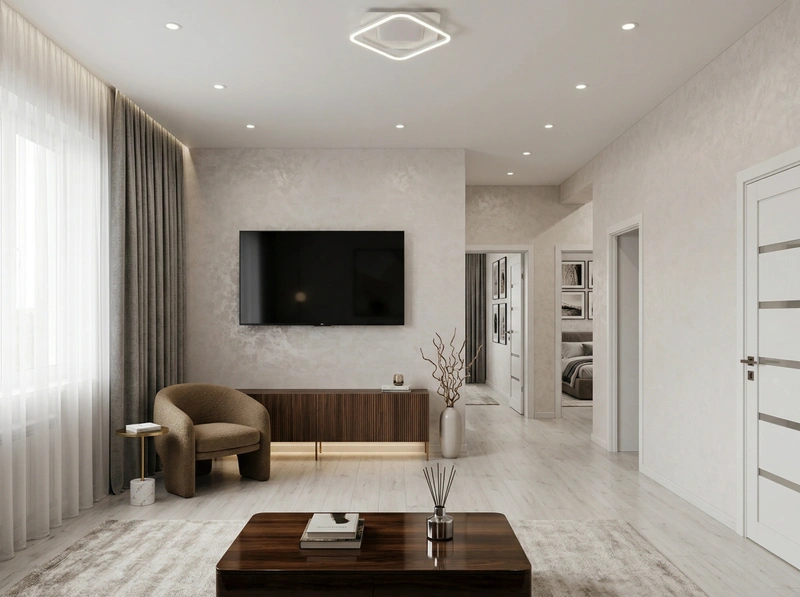 Дизайн гостиной в стиле Контемпорари — фото интерьера от нейросети RoomGPT