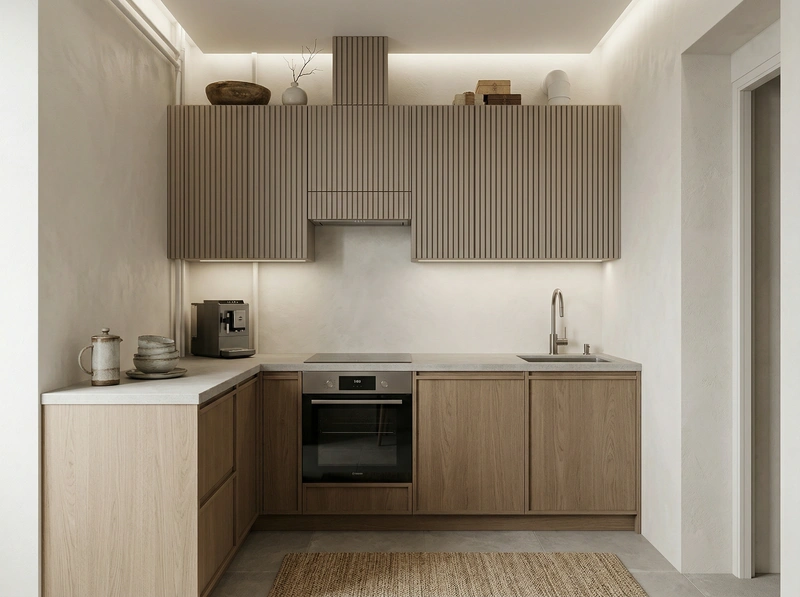 Дизайн кухни в стиле Japandi — фото интерьера от нейросети RoomGPT