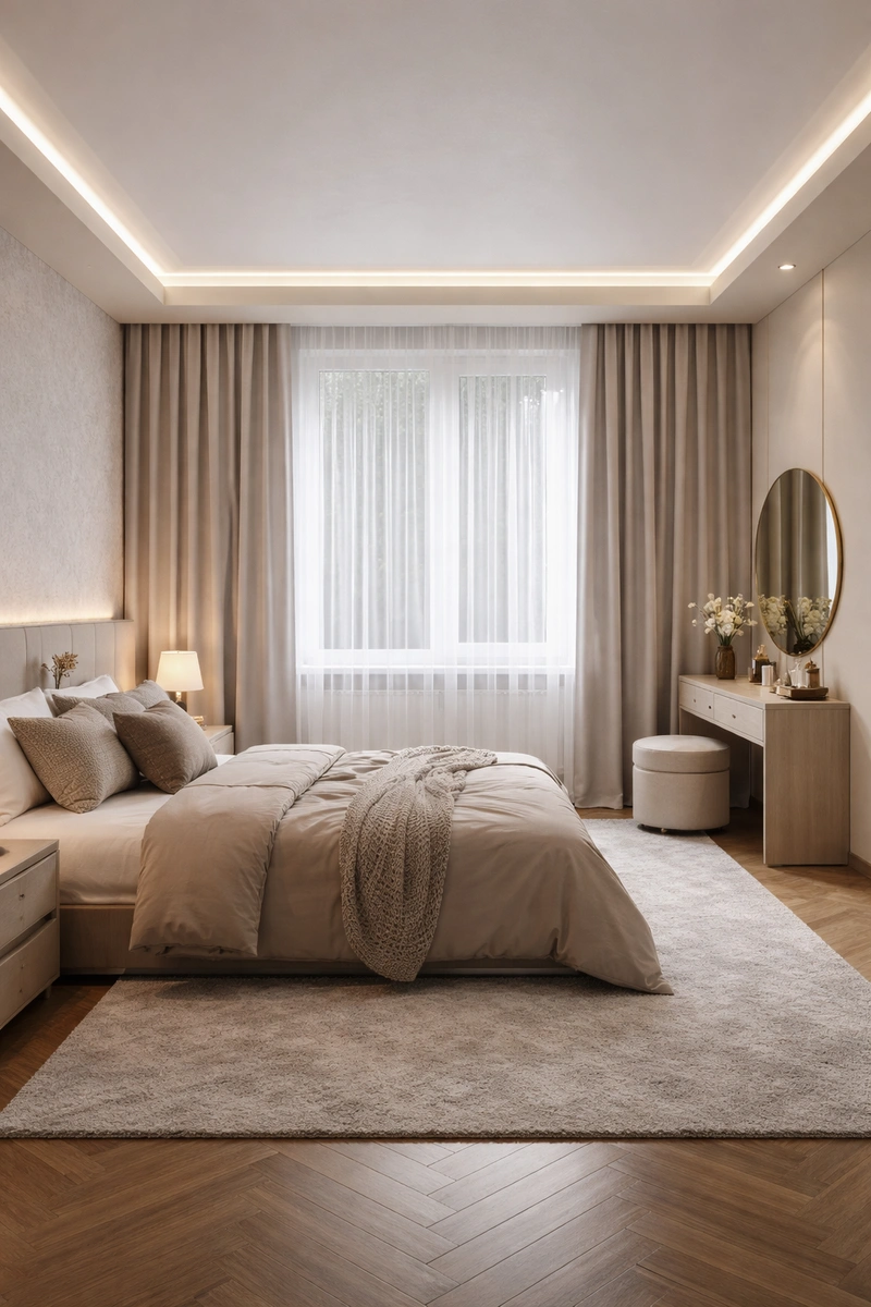 Дизайн спальни в стиле Минимализм — фото интерьера от нейросети RoomGPT