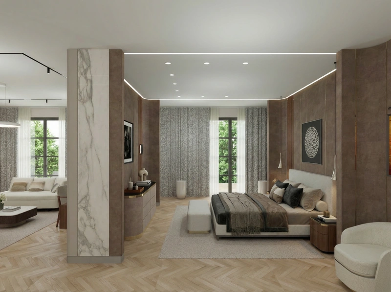 Дизайн гостиной в стиле Контемпорари — фото интерьера от нейросети RoomGPT